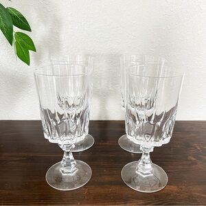 Cristal D'Arques Crystal Stemware Set of 4 Clear Wine Glass Louvre Vintage